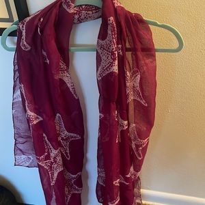 Purple and white starfish sheer scarf